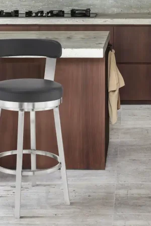 Bryant 30" Bar Height Swivel Bar Stool in Brushed Stainless Steel Fini Final Sale