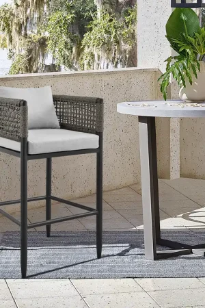 Brand New Felicia Outdoor Patio Counter Height Bar Stool in Aluminum with Grey R