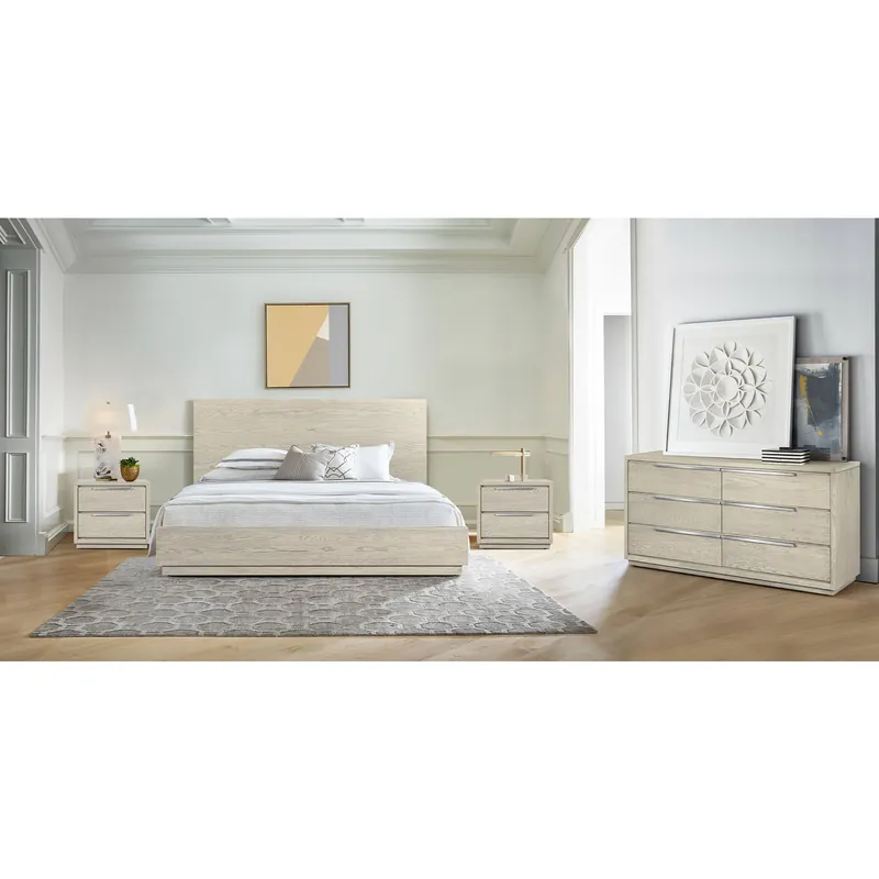 Handmade Abbey King Platform Bed Frame in Grey Oak Wood By Armen Living