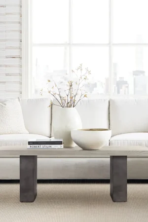 Abbey Concrete and Grey Oak Wood Coffee Table By Armen Living No Minimum Order