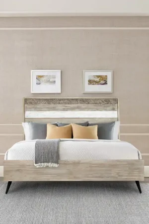 Bridges King Platform Bed in Two Tone Acacia Wood By Armen Living One Day Deal