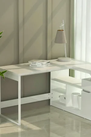 Luxury Lexi 55" L-Shaped Corner Desk By Anderson Teak