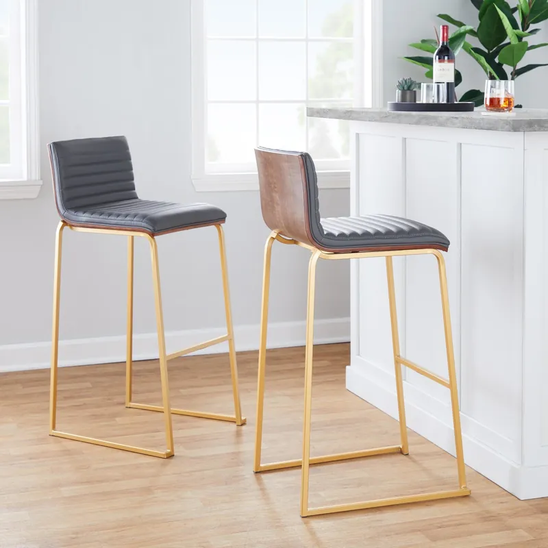 Bulk Order Mason Mara 30" Fixed-Height Barstool - Set of 2 Gray By LumiSource