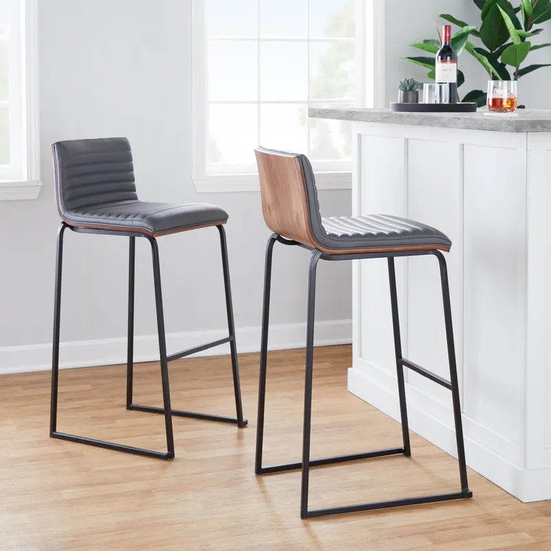 Same Day Shipping Mason Mara 30" Fixed-Height Barstool - Set of 2 Gray By LumiSource