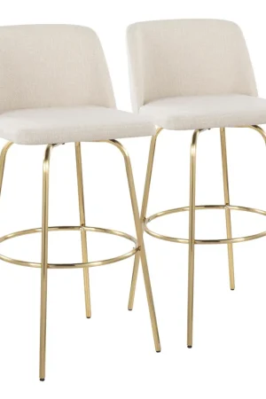 Big Sale Toriano 30" Fixed Height Barstool - Set of 2 Cream Gold By LumiSource