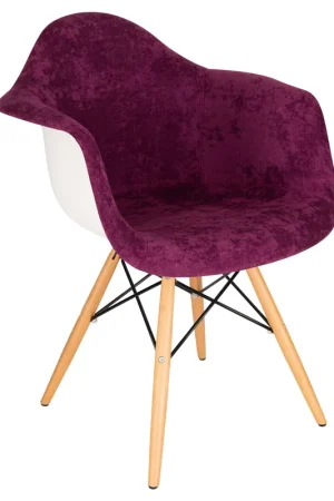 LeisureMod Willow Velvet Eiffel Wooden Base Accent Chair - W24VPR Best Price