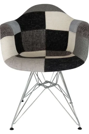 LeisureMod Willow Patchwork Fabric Eiffel Accent Chair - WM24FC Save Now