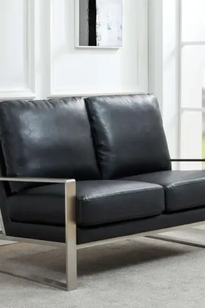 Leisuremod Jefferson Contemporary Modern Faux Leather Loveseat With Si Warranty Included