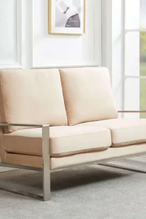 Leisuremod Jefferson Contemporary Modern Velvet Loveseat With Silver F Get Yours