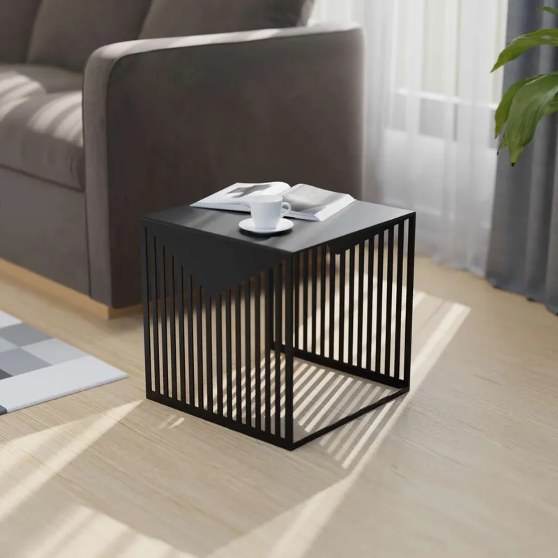 Factory Price LeisureMod Cisco Modern Square Steel Side Table with Powder Coated Fin
