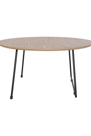 Budget LeisureMod Pemborke Mid Century Modern Round Coffee Table with Wood To