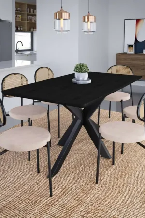 Budget LeisureMod Ravenna 63" Rectangular Wood Dining Table With Modern Metal