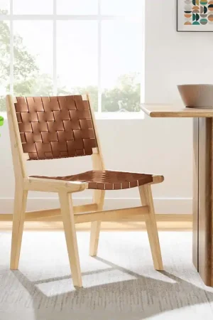Authentic Saoirse Faux Leather Wood Dining Side Chair - Set of 2 By Modway - EEI
