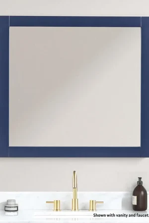 Blossom Geneva 36" x 32" Navy Blue Wall-Mounted Rectangle Framed Mirror Discount
