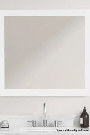 Cheap Blossom Geneva 36" x 32" Matte White Wall-Mounted Rectangle Framed Mirror