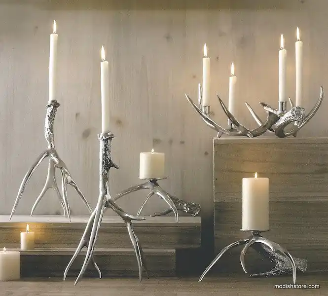 Silver Antler Candle Holder - Roost Antique Polished Candlesticks Trusted Brand