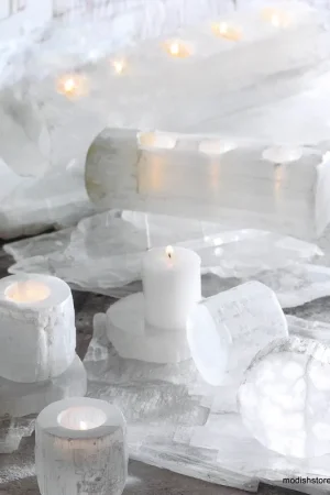 Affordable Natural Crystal Selenite Ice Votive Candle Holder Collection