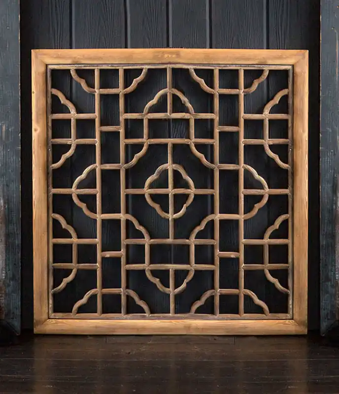 Price Drop Vagabond Vintage Chinese Wood Screen - Square