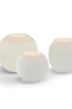 Glaciers Selenite Crystal Sphere Candleholder Set Of 12 By Tozai Home Clearance