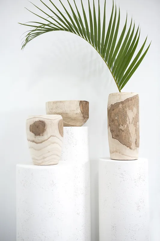 Yucca Vase And Bowls By Accent Decor - 3 Sizes - Yellow - Wood - 69290 - 69291 - 69295 Top Pick