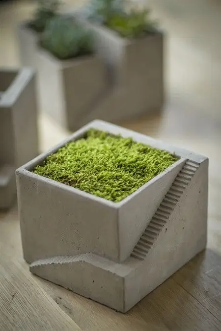 Bargain Vagabond Vintage Cement Planter, Architectural Cube I