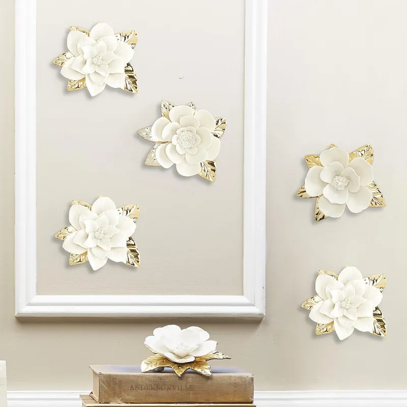 Reduced Price Flowerscape Wall Sculptures Set of 5 By Tozai Home