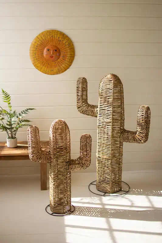 Woven Seagrass Cacti Set Of 2 By Kalalou - Natural In Demand