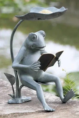 Super Sale Reading Frog Birdfeeder with Led Light By SPI Home - 18.5in Height