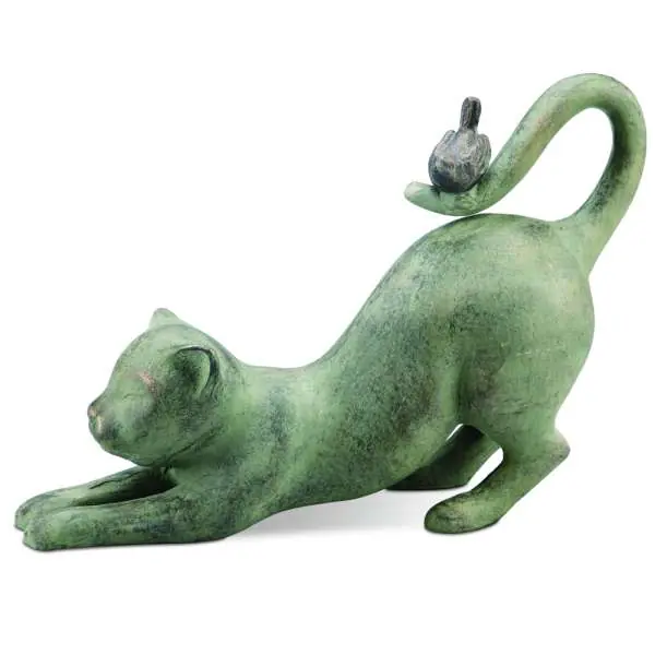 Flash Sale Crouching Cat with Bird By SPI Home - 10in Height