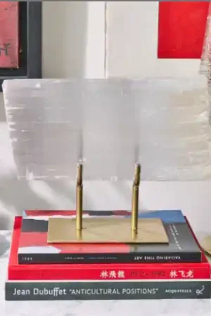 Free Returns Selenite Slab On Gold Stand By Tozai Home