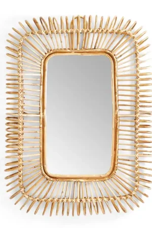 Rectangle Cane Hand-Crafted Wall Mirror By Tozai Home High Quality