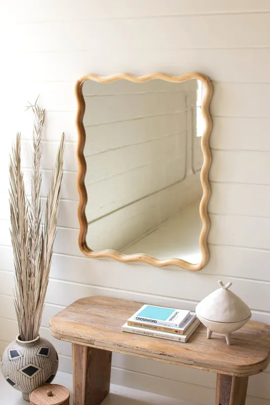 Wooden Squiggle Framed Mirror By Kalalou Best Price