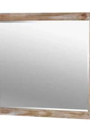 38 Inch Mirror With Rectangular Wooden Frame, Brown By Benzara - Brown Limited Edition