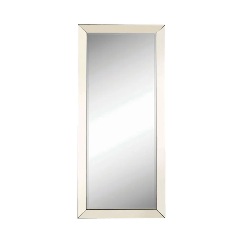 Free Delivery Rectangular Shaped Floor Mirror With Beveled Edge, Silver By Benzara - Silver
