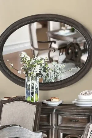 Fan Favorite Oval Wall Mountable 5Mm Beveled Mirror, Rustic Natural Brown By Benzara - Brown