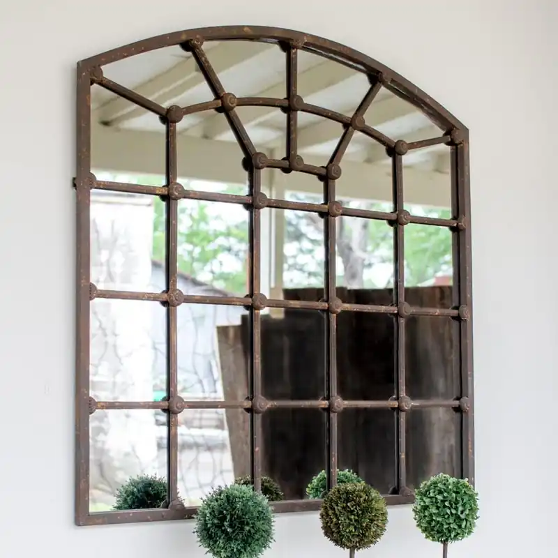 Secure Checkout Kalalou Arched Iron Mirror - Grey