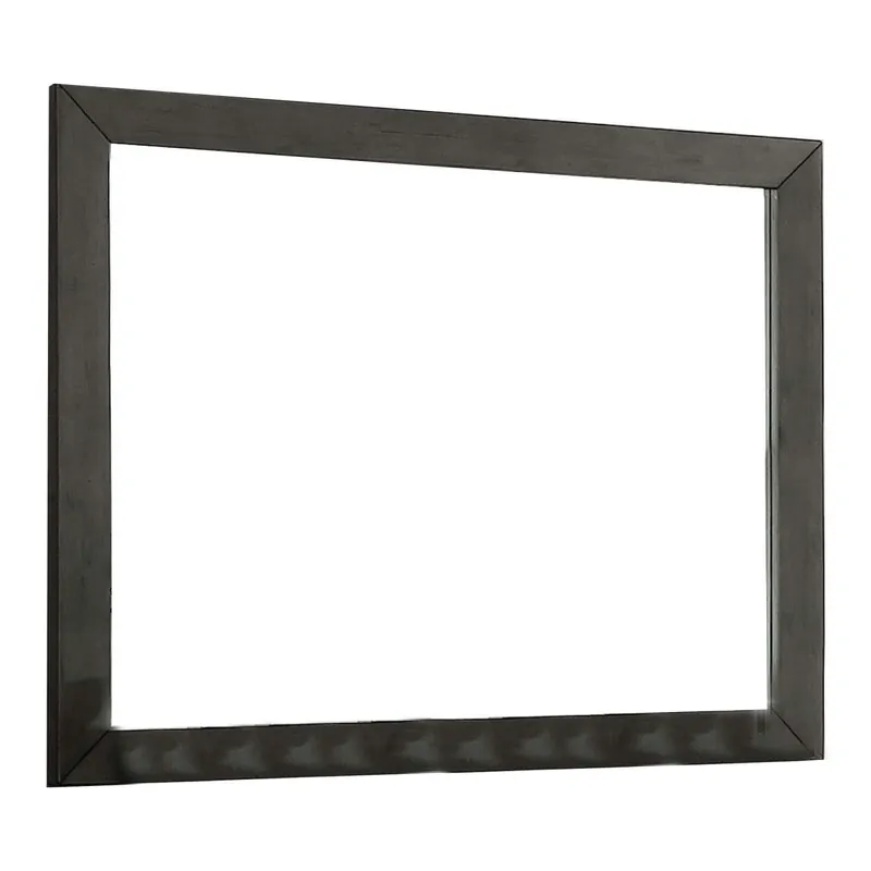 39 Inch Mirror With Rectangular Wooden Frame, Dark Gray By Benzara - Gray Special Offer