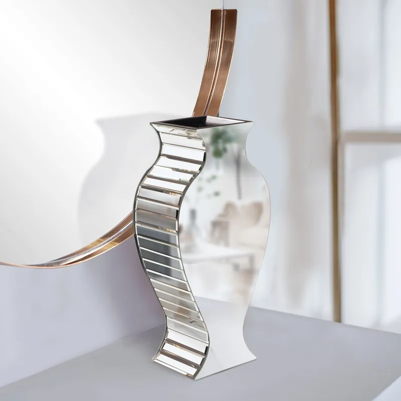 Beveled Mirrored Panel Curvy Tall Vase By Homeroots Next Day Delivery