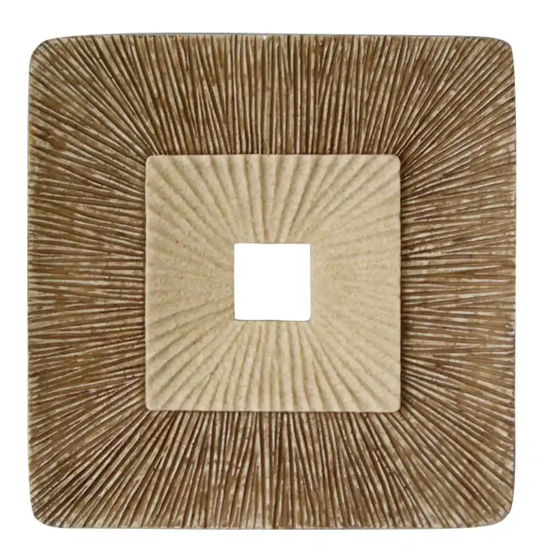 Limited Time Brown Concave Square Double Layer Ribbed Wall Plaque By Homeroots - 27