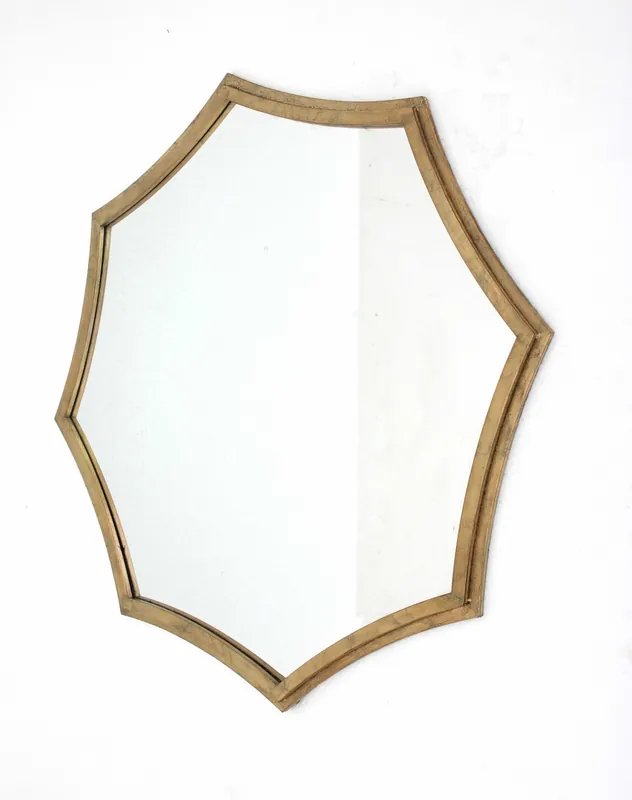 Price Drop Gold Curved Hexagon Frame Cosmetic Mirror By Homeroots