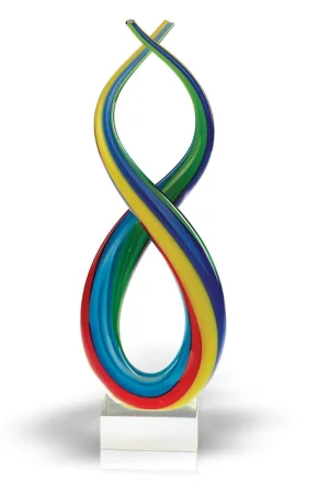 14 Mouth Blown Art Glass Rainbow Centerpiece on Base By Homeroots Factory Price