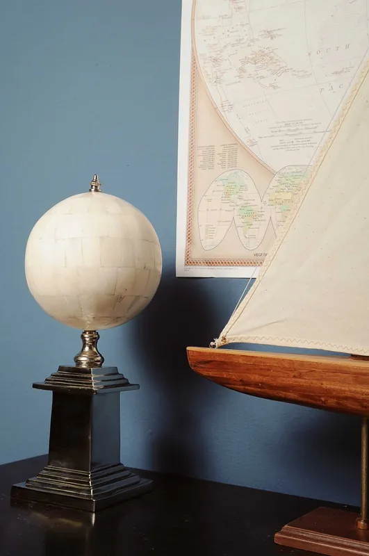 Bone Globe With Alluminum Base By Homeroots Modern