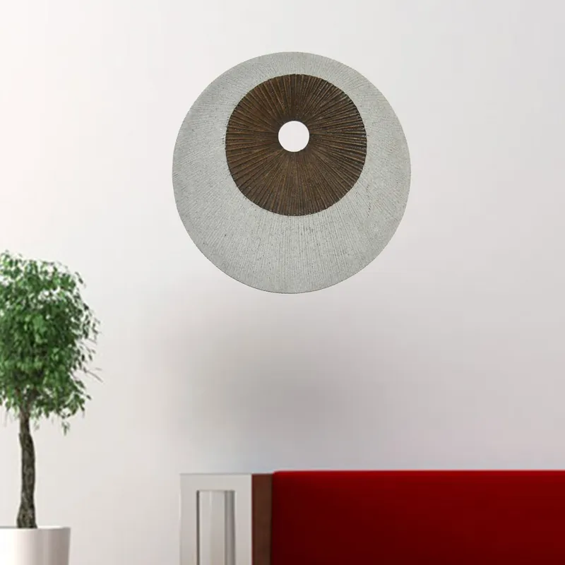 Authentic Brown & Gray Round Ribbed Wall Decor By Homeroots