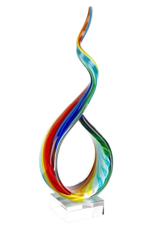 18 MultiColor Art Glass Centerpiece on Crystal Base By Homeroots Cheap