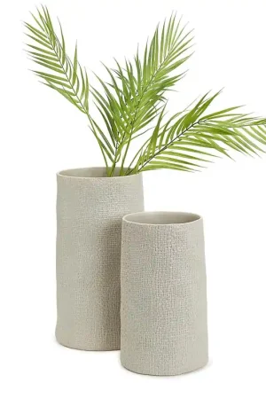 Handmade Shitake Beige Tall Cylinder Vase Set Of 2 By Tozai Home