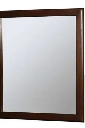 Factory Price 32 Inch Transitional Style Wooden Frame Mirror, Cherry By Benzara - Brown