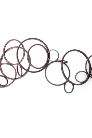 Industrial Style Metal Wall Decor With Multiple Circles, Bronze By Benzara - Bronze Luxury