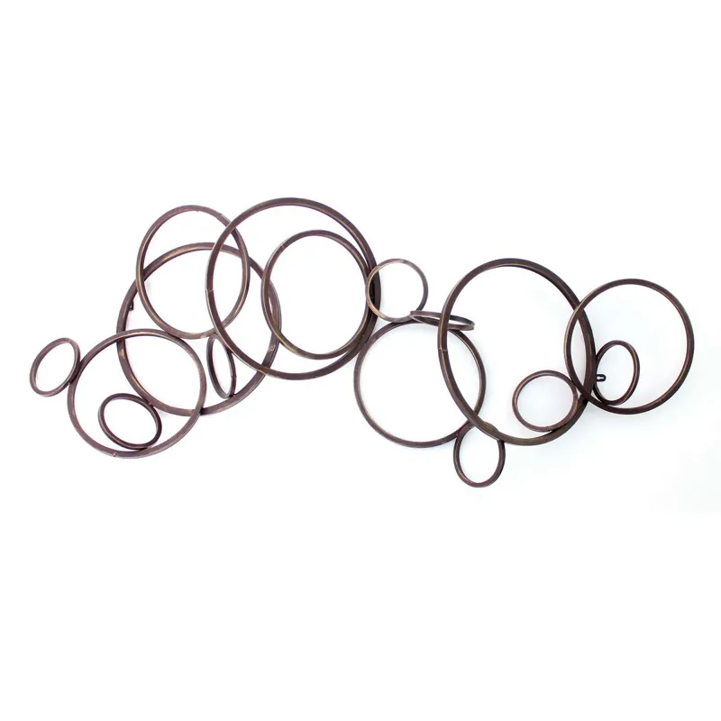 Industrial Style Metal Wall Decor With Multiple Circles, Bronze By Benzara - Bronze Luxury