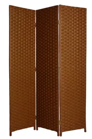 Wooden Foldable 3 Panel Room Divider With Streamline Design, Dark Brown By Benzara - Brown Get Yours