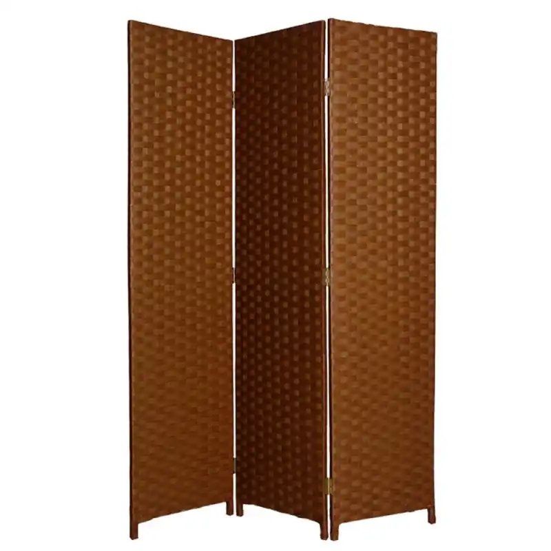 Wooden Foldable 3 Panel Room Divider With Streamline Design, Dark Brown By Benzara - Brown Get Yours
